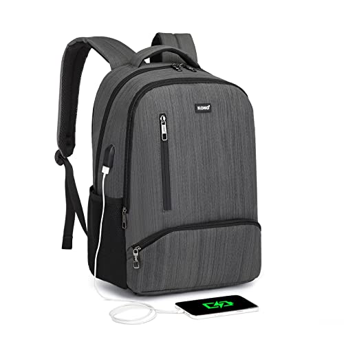 Kono Mochila para portátil de viaje con puerto de carga USB, resistente al agua, para ordenador portátil de 15,6 pulgadas