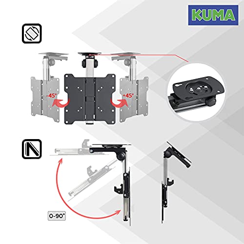 KUMA TV Soporte Pared - VESA Colgar Brazo Articulado de Pantalla Plana Curva Televisión - Universal Giratorio Inclinable Extensible Televisor Techo Mount 17" 19" 22" 24" 26" 29" 32" 37" Pulgadas LCD