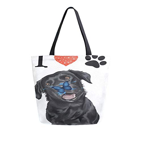 Labrador Dog Love Pet - Bolsa de lona para la compra, lavable, reutilizable, bolsa para comestibles, compras, viajes, picnic, escuela