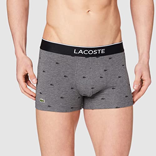 Lacoste 5H3411 Bóxer, Noir/Bitume Chine-Argent, L (Pack de 3) para Hombre