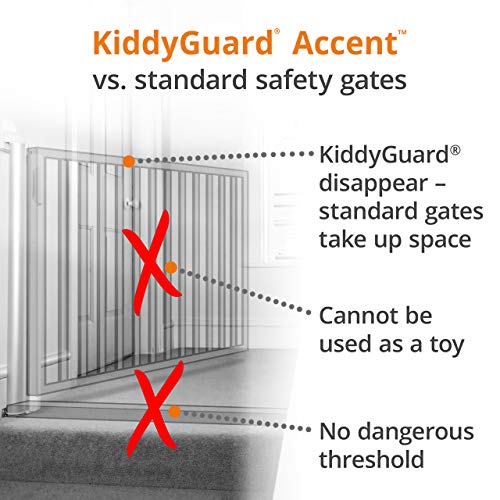 Lascal KiddyGuard Accent Elegante barrera infantil para escalera, valla extensible con red y marco de aluminio cepillado, valla protectora, hasta 100 cm de ancho, negro