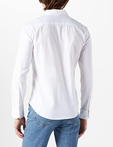 Levi's LS Battery Hm Shirt Slim Camisa Casual, White (White 0002), Large para Hombre