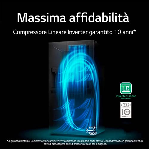 LG GSB470BASZ Nevera Americano Side by Side Total No Frost con Congelador, 642 L, Smart Diagnosis - Frigo Smart con Wi-Fi y pantalla LED Exterior