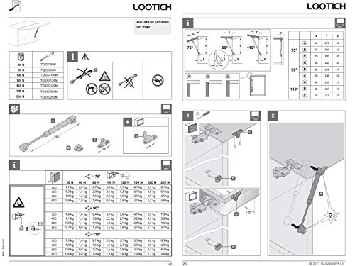 LOOTICH 120N Hidráulico Amortiguador Piston de Gas Resorte para Puertas Armario Muebles de Cocina Elevación Neumática Lid Stay Apertura Suave Bisagra Paquete de 4