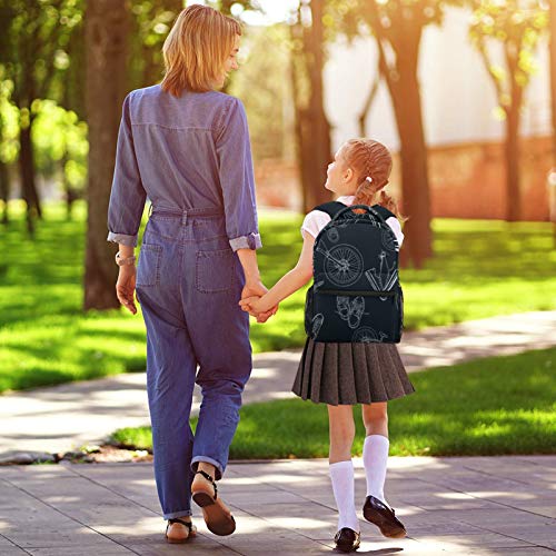 Mochila Bebé Niño Escuela Bolsa Kindergarten Tela de sarga de dibujos animados Monedero Dibujado a mano Bicicletas de montaña