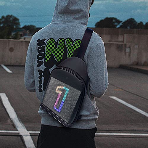 Mochila LED, mochila luminosa multifunción, impermeable, versión WiFi App, mochila para portátil de viaje y senderismo, con pantalla a colores (negro)