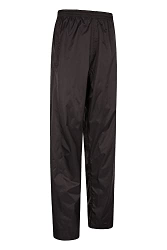 Mountain Warehouse Pakka Womens Lightweight Waterproof Overtrousers - Multipack, Ankle Opening, Packaway Bag, Taped Seams Ladies Rain Pants - Best for Outdoors & Camping Negro 38