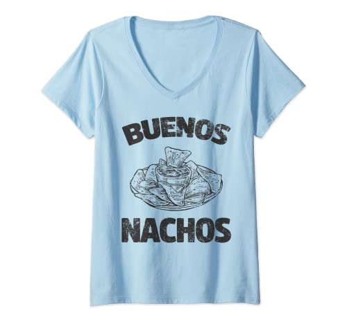 Mujer Buenos Nachos. Camiseta divertida con comida mexicana para amantes del taco Camiseta Cuello V