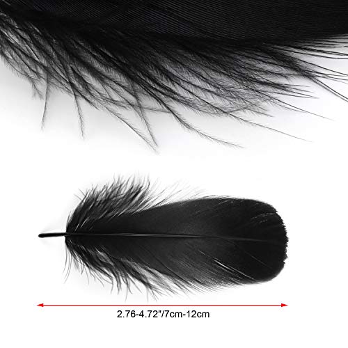 Mwoot 300pcs Plumas Negro, Manualidades natural Plumas de Ganso para disfraces,bolsos,atrapasueños de bricolaje,festival de bodas, decoraciones para fiestas en el hogar, 7-12 cm