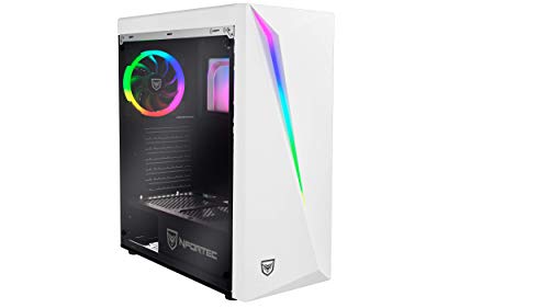 Nfortec Lynx - Torre Gaming Compatible con Placas ATX, Mini-ATX e ITX y Ventilador RGB Incluido en la Parte Trasera, color Blanco RGB (Cristal Templado)