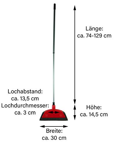 Novaliv Escoba de espuma + organizador de espuma, color rojo, mango telescópico, escoba de cocina, escoba doméstica