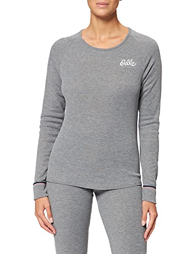 Odlo BL Top Crew Neck l/s Active Warm Originals Eco Camiseta, Dlo Acero, Gris, Small para Mujer