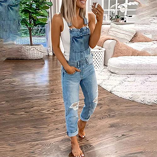 Onsoyours Mujer Vaquero Petos de Pantalones Jumpsuit Largo Verano Casual Slim Fit Stretch Skinny Harem Moda Bolsillos Overol A Azul Medium