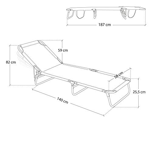 Pack de 2 tumbonas Playa Cama de 3 Posiciones de Aluminio y textileno de 190x58x25 cm (Aguamarina)