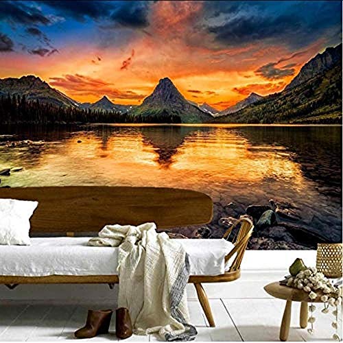 Papel Pintado Mural No Tejido Xxl Mural Montañas Amaneceres Y Atardeceres Paisaje Sala De Estar Decoración De La Pared Dormitorio Papel De Pared 3D Fotomurales