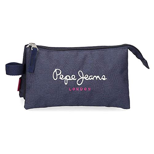 Pepe Jeans Bright Estuche Tres Compartimentos Azul 22x12x5 cms Poliéster