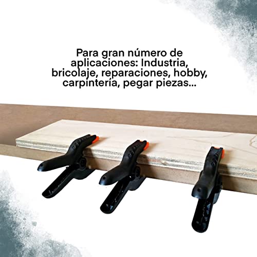 Pinza de resorte, abrazaderas de resorte de plástico, 6x abrazaderas resorte, pinzas de sujeción multiusos, 6 abrazaderas pinza, pinzas de resorte pack de 6 unidades apertura max 3.5cm (3")