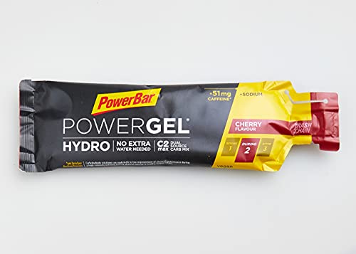 PowerBar PowerGel Hydro Cherry 24x67ml - Gel Energético de Alto Carbono + C2MAX + Sodio + 51mg Cafeína