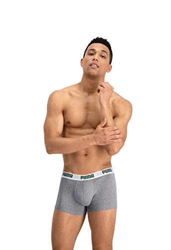 Puma Basic Trunk 2P, Boxer hombre (Pack de 2), Multicolor (Amazon Green/Grey), XL