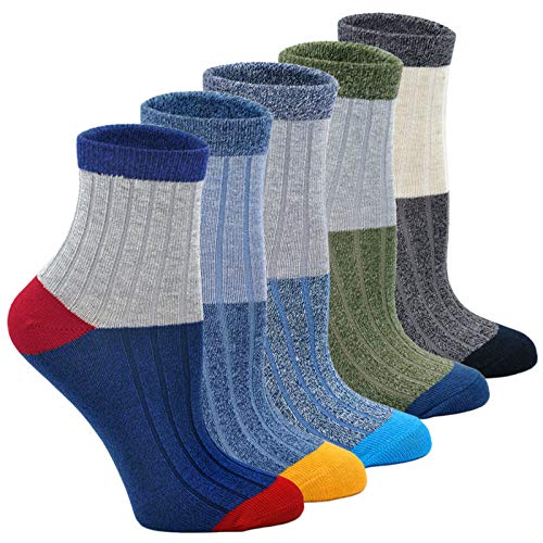 PUTUO Niños Calcetines De Algodón Cómodo Térmicos Calcetines, Calcetines para Bebés Niños para Primavera y Otoño y Invierno, 5-7 años, 5 pares