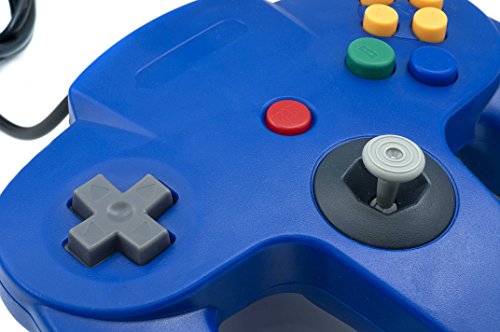 QUMOX Mando de Juego Clásico N64 para USB A PC/Mac, Azul