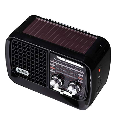 Radio con batería Recargable, Bluetooth, FM/Am / SW1-5, con Linterna, Cable USB Carga Incluido. (Radio Solar)