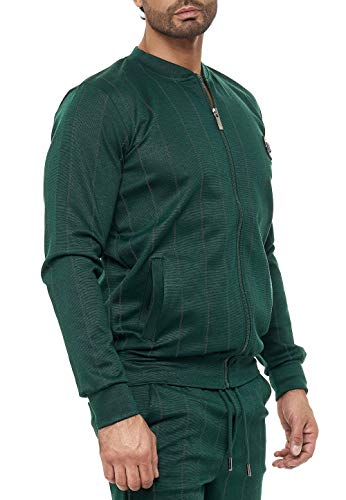 Red Bridge - Moderna Chaqueta a Rayas Casual con Dos Bolsillos empotrados, Logo en el Pecho y Cremallera para Hombre - Verde