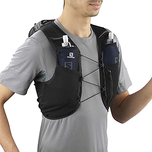 Salomon ADV Hydra Vest 8 Chaleco de hidratación 8L, 2 Botellas SoftFlask 500 ml Incluidas, Unisex Adulto, Negro (Black), XS