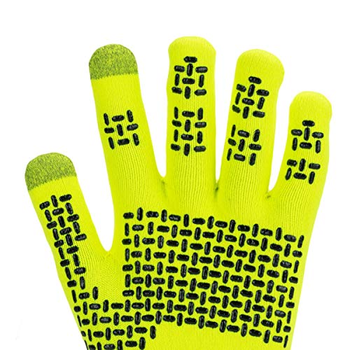 SEALSKINZ Tejido Impermeable para Todo Tipo de Clima Guantes, Hombres, Amarillo fluore, Small