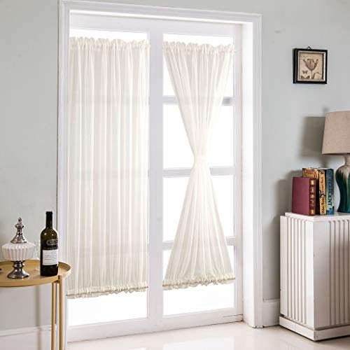 SIMPVALE 1 Pieza Cortina Visillos Translucida Cortina para Puerta de Patio, Paneles de Puerta, Balcon, Blanco, 25" Ancho x 40" Altura