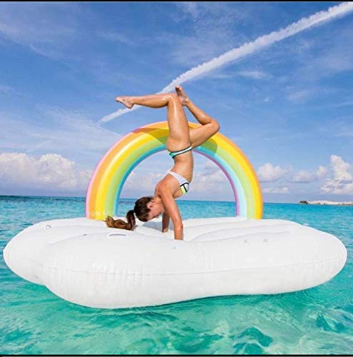 SKY TEARS Fotador Gigante Hinchable Nube de Arcoíris, Colchoneta Hinchable Gigante Piscina para Adultos