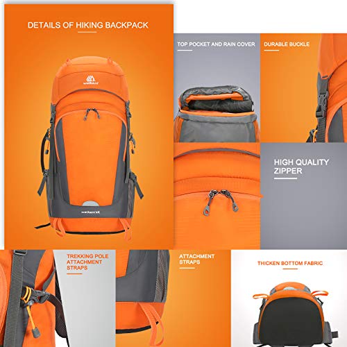 SKYSPER Mochila de Senderismo 50L, al Aire Libre Mochila de Senderismo Macutos Impermeable Ergonómica para Viajes Excursiones Acampadas Trekking Camping Unisexo