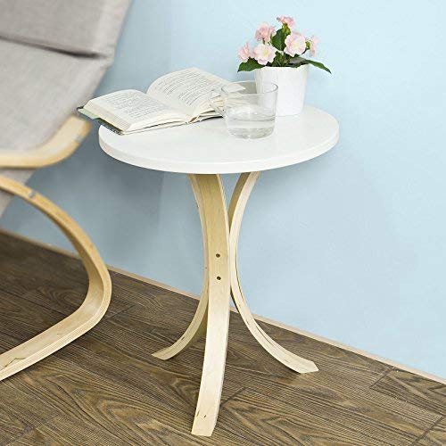 SoBuy® FBT29-W,Mesa velador, Mesa de café, Mesa auxiliares de Madera,ES (Blanco)