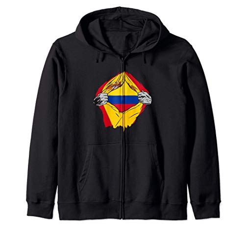 Super Bandera Colombia y España - Descendiente de Colombiano Sudadera con Capucha