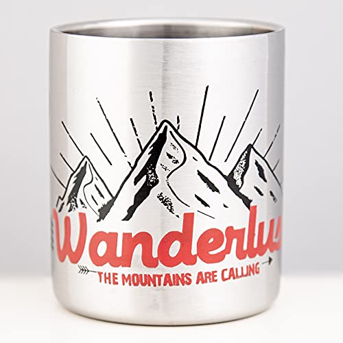 Taza de acero inoxidable y exterior, ideal para senderismo, WANDERLUST, trekking, aislamiento de doble pared, 280ml