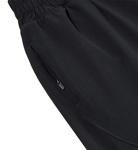 TCA Pantalones Cortos de Running Mujer 2 en 1 Pantalón Corto con Compresión Interna y Bolsillo con Cremallera - Negro, M