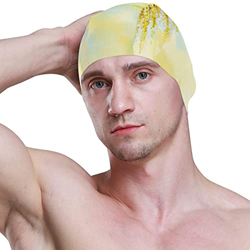 Tcerlcir Gorro Natación Flor de Acuarela Gorro de Piscina para Hombre y Mujer Hecho de Silicona Ideal para Pelo Largo y Corto