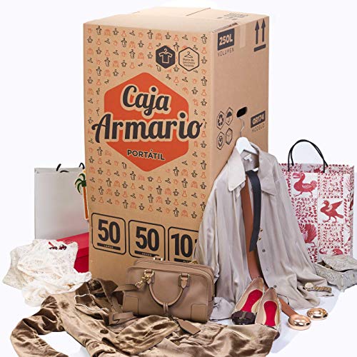 TeleCajas® | (2x) Cajas Armario Portátil para Ropa (50x50x100 cms)