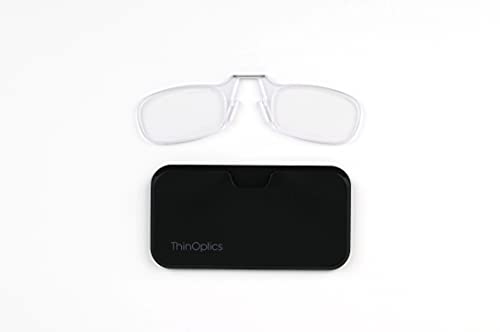 ThinOptics Las gafas de lectura con la funda universal, Graduación de 2,00 dioptrías, Montura transparente