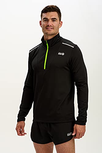 Time To Run Sudadera Térmica para Hombre Ligera de Manga Larga, con Malla y Cierre En El Cuello para Correr/Gimnasio XL Ébano