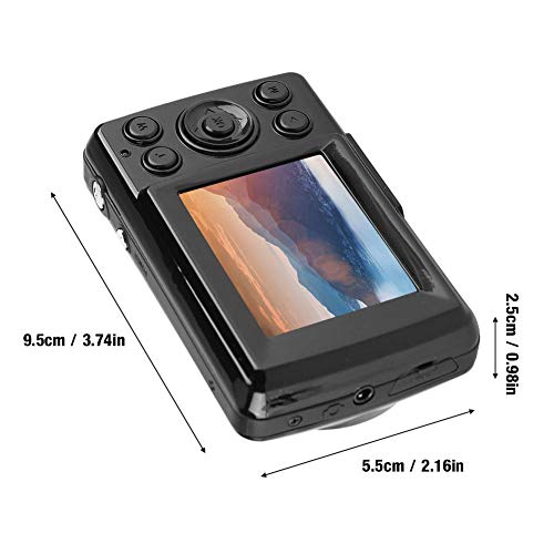 Tonysa Pantalla LCD de 2.4"Cámara Digital ultradelgada HD 16MP 720P 30FPS Zoom 4X, Mini cámara para Exteriores Interfaz de visión Nocturna Cámara Digital USB2.0 Cámara Video(Negro)