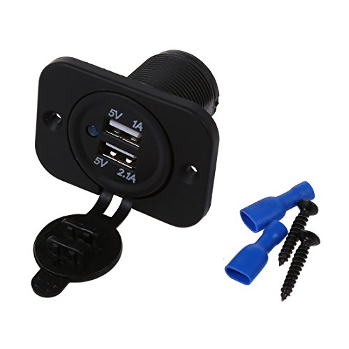 TOOGOO Set Enchufe USB para Coche Negro 12V Cargadores de coche