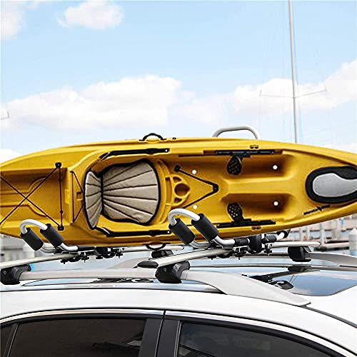 TOPQSC Rack de Techo para Kayak Barra J Plegable 4 en 1 Herramienta de Transporte Universal para Canoa, Barras de Kayak Rack J Barras de Techo de Montaje Superior para Coche Barra de Techo Kayak