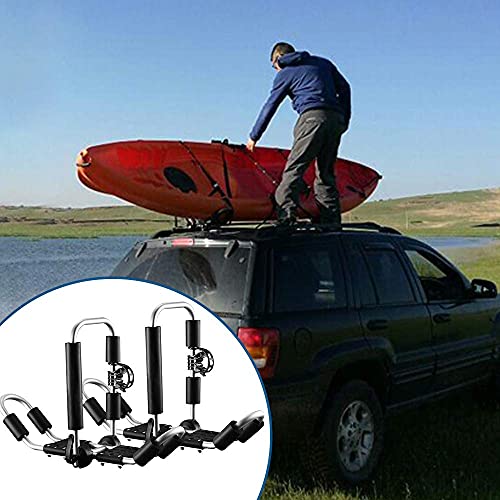 TOPQSC Rack de Techo para Kayak Barra J Plegable 4 en 1 Herramienta de Transporte Universal para Canoa, Barras de Kayak Rack J Barras de Techo de Montaje Superior para Coche Barra de Techo Kayak