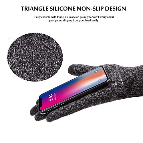 TRENDOUX Guantes termicos Trabajo Hombre - Deporte Ciclismo Moto Antideslizante Conducción ,Invierno Cachemir Mujer Guantes Táctil Smartphones Móviles termicos Guantes Lana Cálido - Gris L