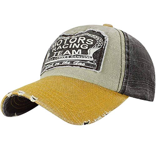 Tuopuda Nueva Unisex Gorra de béisbol algodón Mezclado Motocicleta Gorra molienda Borde Haga Viejo Sombrero (Amarillo)