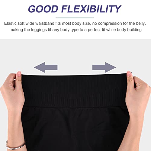 Tuopuda Pantalones Deportivos Cortos de Correr para Mujer Mallas Elásticas Leggings Sin Costuras de Alta Cintura para Fitness Yoga Correr Secado Rápido (Negro,L)