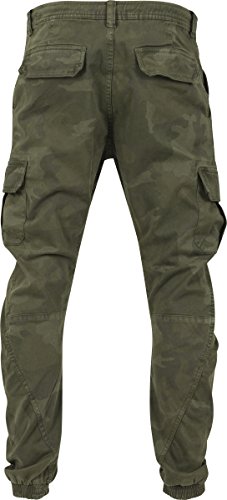 URBAN CLASSICS Pantalón jogging Camo Cargo con bolsillos de parche laterales y traseros, ajuste holgado, estampado camuflaje, cintura cordón, puños elásticos, color Gris Camo, talla 36