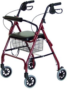 Walkabout Lite Rollator: 12lbs; removable wire basket; loop locking brake; Burgundy by Lumex