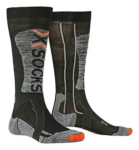 X-Socks Ski Energizer Light 4.0 Invierno Calcetines De Esquí, Hombre, Black/Stone Grey Melange, 39/41